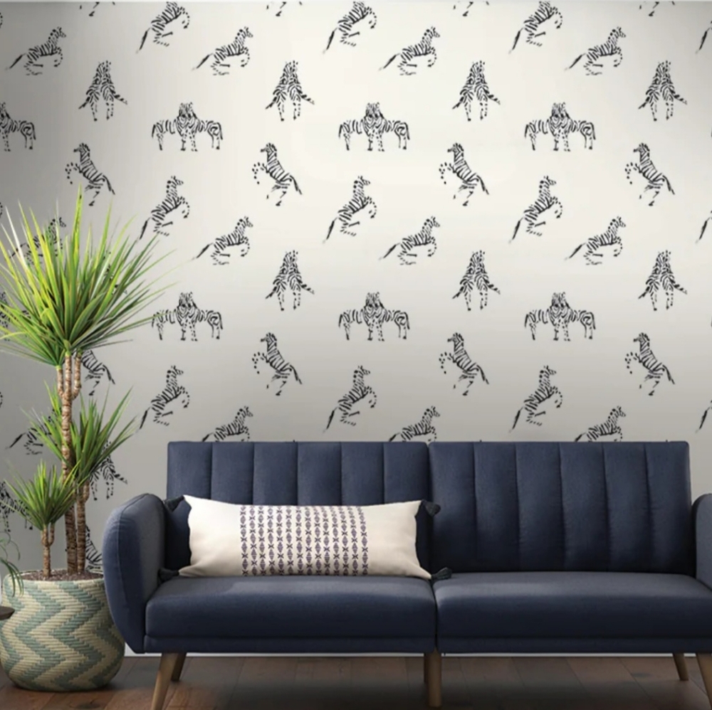 🦓 Novogratz “Zebras in Love” Peel & Stick Wallpaper – New | $15/Roll